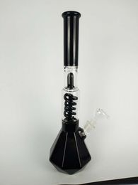Alto 40 cm, base: 11 cm, bongs de vidrio de 18 mm y pipa de agua de vidrio, negro