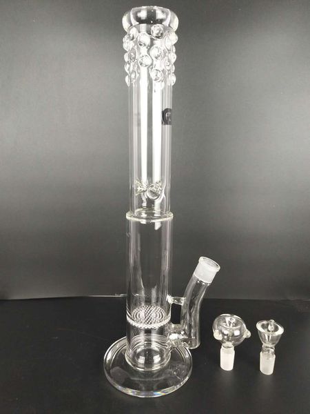 hauteur: 45 cm Honeycomb Bong Fabrication Pipe à eau en verre de vente chaude avec style de pneu et diffuseur en verre en nid d'abeille Percolateur Bangs en verre