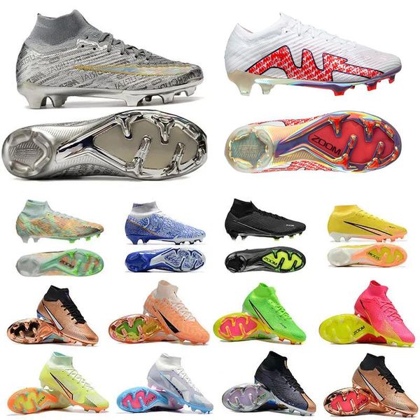 Zapatos de fútbol altos y bajos para hombres Tacos MERCURlAL superxxv Silver IX 9 Elite FG Youth Blast Mbappe Shine Dream Speed 6 Botas de fútbol del 25 aniversario