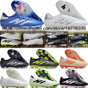 Envoyer avec un sac Qualité Nouveau 2024 Bottes de football Copa Pure 2 II FG Crampons de football sans lacets pour hommes en cuir souple Chaussettes d'entraînement confortables Chaussures de football Taille US 6.5-11.5