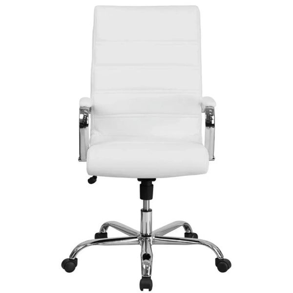High Back White Leathersoft Executive Swivel Office Chaise avec chrome Frame et armes Freight Free Office Bureau Chairs Tool