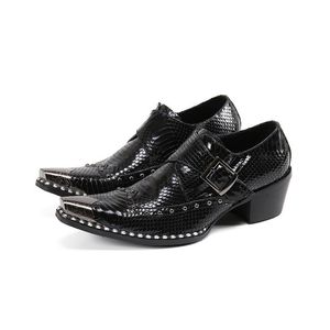 High Batzuzhi CM Heel Heel Men S Zapatos Hombre Leather Mens Dress Metal Pointed Toe Black Business Party Shoes Zapato Dre Buine Shoe