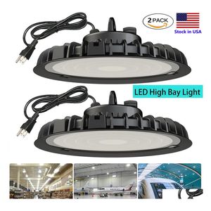High Bay 100W 200W 300W Super Bright Warehouse LED UFO Lights Factory Shop Gym Light Lamp Industrial Drop Levering Lighting DHS5W