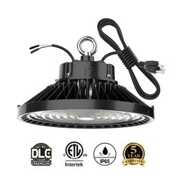 High Bay Dlc 110V Dimmable Led Light 100W 150W 200W 240W Ufo 5000K 36000Lm Ip65 Flood Aluminium Mining Highbay Lampe Drop Delivery Li Dhf5Q