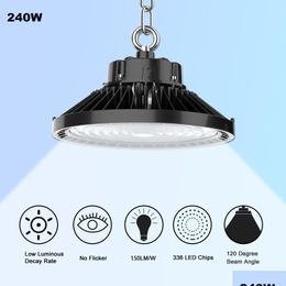 High Bay Etl Dlc Ufo LED lumières 100W 150W 200W 240W éclairage industriel entrepôt lampe d'exposition Highbay Light 5 ans de livraison directe Dhd9V