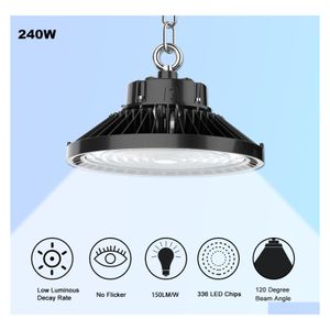 High Bay ETL DLC UFO LED -verlichting 100W 150W 200W 240W Industrial Lighting Warehouse Exhibition Lamp Highbay Light 5 jaar Drop Delivery DHNW5