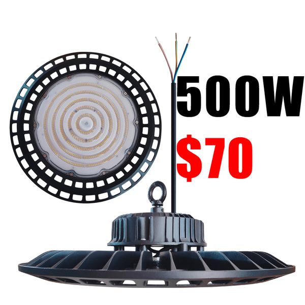 High Bay LED Shop Lights 500W 6500K 85-265V 500W Lampes LED 120° Angle de faisceau, CRI80 LED High Bay Light pour Gym Garage Shop Crestech888