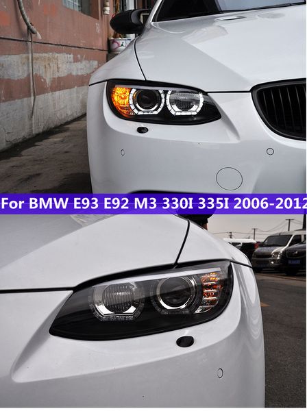 Feux de route à lentille bifocale pour BMW E93 M3 phare LED 2006-2012 E92 330I 335I, clignotant LED avec œil d'ange