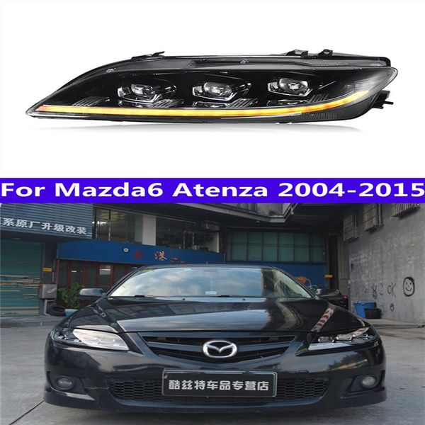 Lampe frontale de voiture à faisceau élevé pour Mazda 6 phare LED 2004-15 phares Mazda6 Atenza DRL clignotant Angel Eye Running Light223z