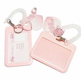 High Beauty Vertical High Value Carte Holder Fl Pink Love Clouds Gradient COO Carte Keychain Bus Étudiant Carte d'identité Holder W6E9 #