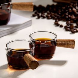 Alta tazza di vetro borosilicato Caffettiere per caffè espresso Tazze da latte piccole con manico in legno Piatto per salse Salsa Aceto Piatto per spuntini Caffè Spedizione marittima RRA563