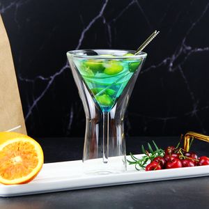 Tasses en verre en forme d'entonnoir de whisky de gobelet à double paroi en verre borosilicaté élevé