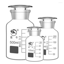 Laboratoire de réactif résistant à la température de bouteille à large bouche blanche à haute teneur en borosilicate 60 ml / 125 ml / 250 ml / 500 ml / 1000 ml