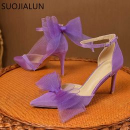 High Bow-Knot Toe Fashion pointu pointu Brand Sandals Heel Mules 2022 Spring Ladies Elegant Robe Party Pumps Chaussures T230208 823