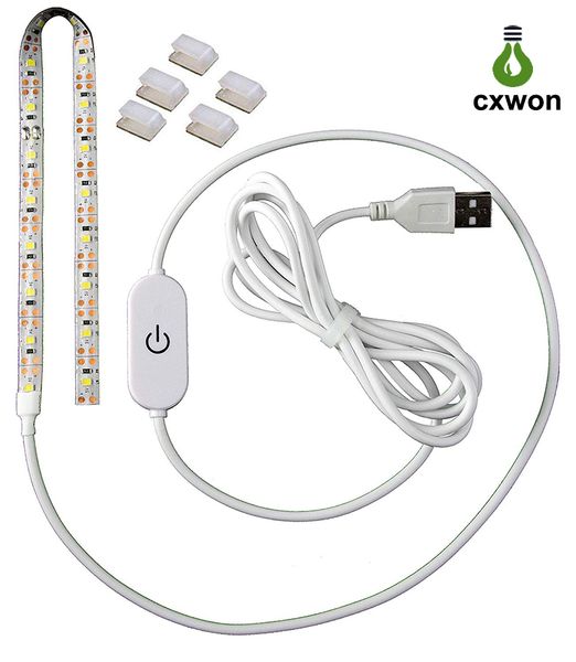 Haute luminosité 5V LED bandes Dimmable SMD2835 2M USB puissance miroir lumières bande tactile interrupteur étanche LED TV rétro-éclairage