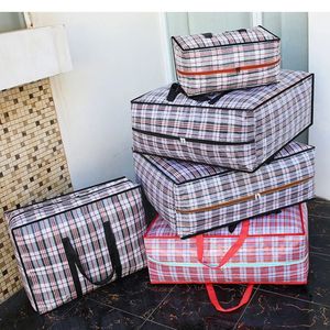 Bolsa de almacenamiento de ropa de alta capacidad, bolsa de lona gruesa para mover equipaje, artículos diversos, impermeable, no tejido, paquete con cremallera