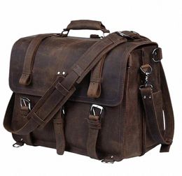 mochila portátil de alta capacidad maletín maldito bolso de cuero de cuero para hombres dual uso de hombres al aire libre