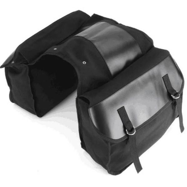 Bolsa de sillín de viaje para motocicleta de alta capacidad, alforjas impermeables de lona negra, equipaje de motocicleta, 1 ud.