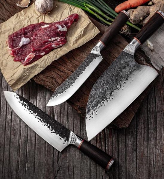 Couteau de chef en acier à haute teneur en carbone vêtu en acier forgé à désosser trancher boucher couteaux de cuisine viande de viande de viande