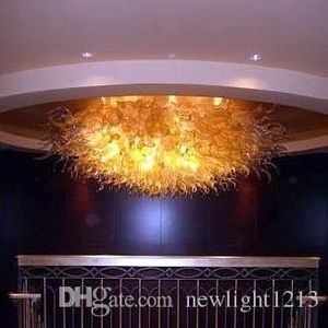 Hoge Plafondventilator Licht Energiebesparende Moderne Murano Glas Kroonluchter Goud Kleur Stijl Plafondlamp