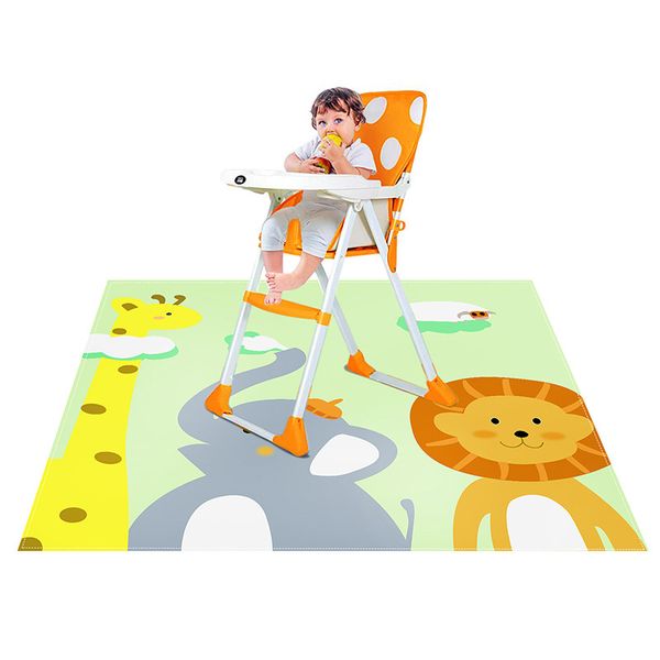 Alfombrilla para salpicaduras de silla alta, Protector de suelo antideslizante, impermeable, para comer bebés, alfombrilla de desarrollo para niños, multifunción, 130x130cm