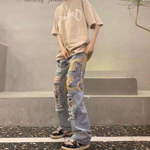 Hoog China-chic Hip Hop Ins Jeans Heren Herfst Amerikaanse Hiphop Street Fashion veelzijdige lange broek