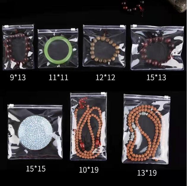 High Clear Plastic PVC Jewelry Zip Lock Bag Thick Waterproof Dustproof Battery Earring Beads PVC Trinkets Jewelry Pouches