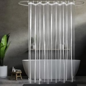 Rideau de douche Transparent imperméable, doublure de bain en plastique anti-moisissure avec crochets, décor de salle de bain PEVA pour la maison 240105