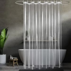 Rideau de douche transparent transparent étanche rideaux transparents en doublure en doublure en plastique rideaux de bain en plastique avec crochets à la maison décor de la salle de bain peva 240419