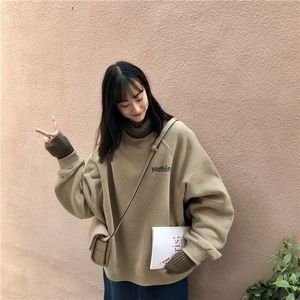 Col haut velours épais manteau overszie sweat à capuche femmes sweat à capuche vêtements femme streetwear plus taille lâche harajuku tops 201202