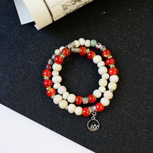 Hoge kostenprestaties Creative Nieuwe Chinese stijl Double Circle Ceramic Girl Bracelet Ethnic Style Artistic Fashion Bracelet Accessoires