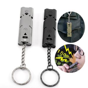 Hoge decibel Whistle EDC Tool Survival Outdoor Gadgets Cheerleading Whistle Portable Two Pipe Emergency SOS Whistles Keychain