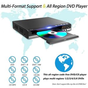 High-definition 1080P Home DVD-speler Box voor TV Alle regio's Gratis DVD CD-Discs-speler AV-uitgang Ingebouwde MIC-poort 55KC 240229