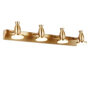 Lámparas de tocador montadas en la pared de acrílico de estilo americano, luces de espejo de baño de latón dorado para sala de estar junto a la cama