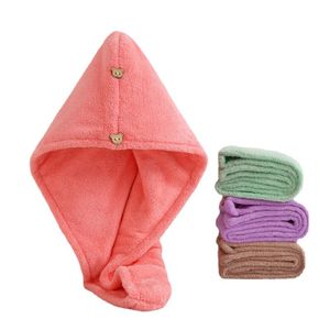 Hoog dichte 150 g dikke haarhanddoek dubbele laag wikkel douchekappen vrouwen koraal fleece super absorberende snelle droge haren tulband drogen spa badkap 1223902