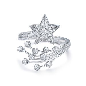High Ding sieraden Niche Design Comet Volledige boor kreunde stenen sterling zilveren vijfpuntige sterrenring openingsring dame