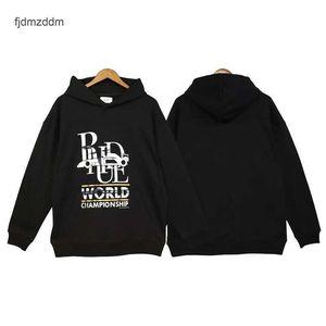 High Edition Autumn and Winter New Fashion Rhude Letter Printing Hooded Sweater Hoodies for Men Women