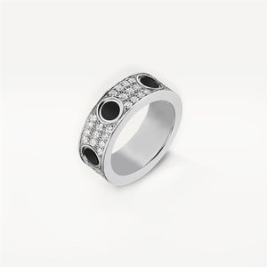 Hoge editie zwarte keramische liefdesringen trouwring dames heren schroefmarkering 3 rijen diamant verhard 316L titanium staal ontwerper Jewel213t