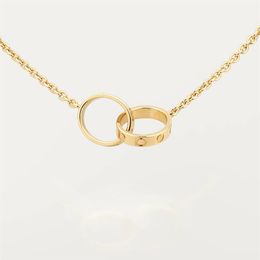 Haute édition Design classique pendentif amour collier pour femmes filles Double boucle charmes 316L titane acier bijoux de mariage Collares 305h