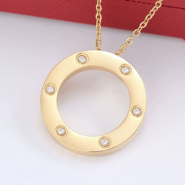 Collar de amor con colgante de diseño clásico de alta edición para mujeres y niñas, dijes de doble bucle, joyería de boda de acero de titanio 316L, Collares Collier fashion