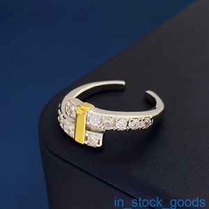 High Edition Originele 1to1 merk Logo Damesring Tiffancy veelzijdige trendy sieraden Twined Diamond Color Ring Personaliseer sierlijke sieraden voor vrouwelijke meisjes