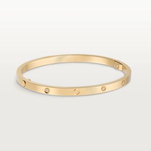 Hoge editie met stenen Slanke manchetarmbanden Armbanden Klein model Dames Heren Lovers 'Nieuw Schroefslot Sleutel Driver Loves' Bangles 316L Titanium Staal Designer Sieraden