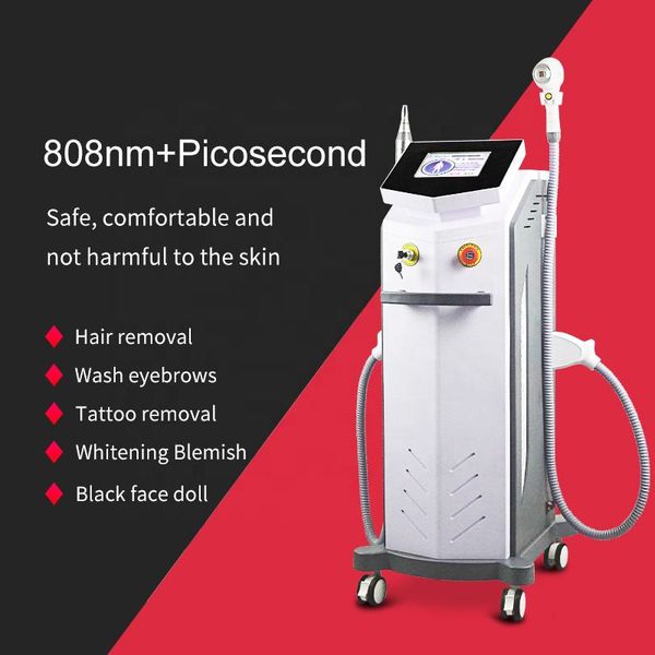 Machine d'élimination des rides de tatouage de cheveux 2 en 1, haute efficacité, diode 808 + laser picoseconde, salon de beauté, poupée noire, dispositif de traitement vasculaire blanchissant