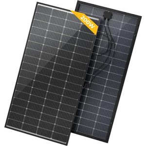 Panneau solaire mono-mono à haute efficacité 200 watts pour RV, camping, maison, bateau - 23% d'efficacité module monocristalline, chargeur 12V compatible - solution d'alimentation hors réseau