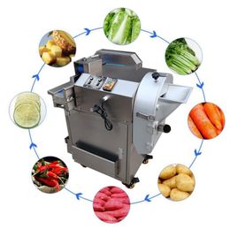 Machine commerciale de coupe de légumes à haut rendement, pour pommes de terre, radis, concombre, aubergine, oignon, tomate, tranches, râpées, dés