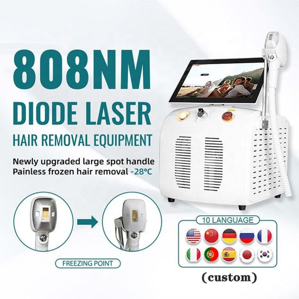 Máquina de depilación láser de diodo de alta eficiencia, depilación permanente con láser de diodo de 808nm, a la venta