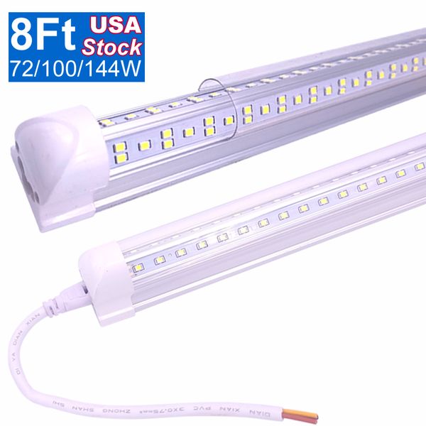 Tubo de luz LED temporal para tienda de alta eficiencia, luces de escaparate de 8 pies, 144W 100W 72W conmutable, fluorescente T8 de 96'' integrada, luz de techo OEMLED de montaje en superficie en caja