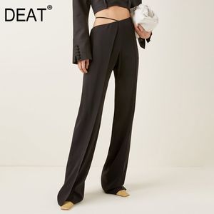 Taille haute élastique noir grande taille pansement pantalon décontracté coupe ample pantalon femmes mode printemps automne GX1029 210421