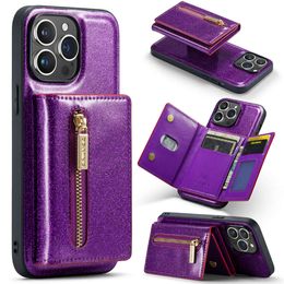 Étui de téléphone haut de gamme 2 en 1 avec pochette pour carte magnétique détachable, support de portefeuille en cuir pour Samsung S24 S24ULTRA