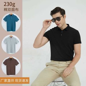 High-end 230G dubbelzijdige katoenen holle laag shirt kraag polar polar polo heren korte mouw t-shirt vaste kleurbedrijf